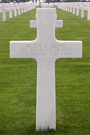 Hugh J. Akins - Headstone 1
