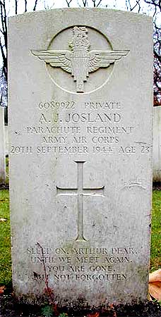 Arthur J. Josland - Headstone 1